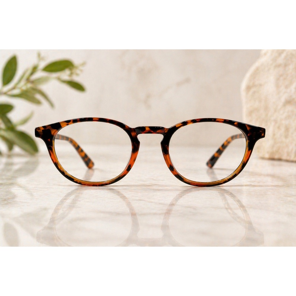 Tortoiseshell Round Reading Glasses Brown Amber PD 62mm (FRAMES ONLY)‎